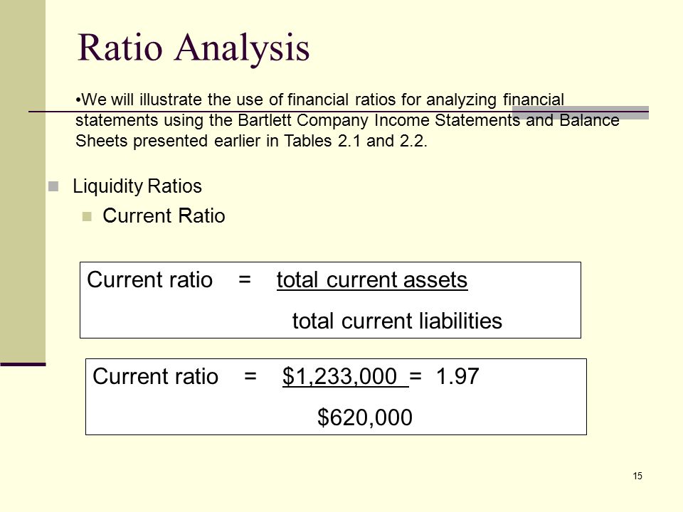 An analysis of current ratio using current asset and data is the current ratio